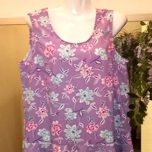 Denim & Co Floral Printed  Sleeveless Blouse with Peplum